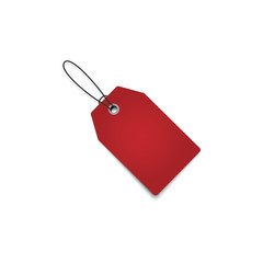 Red tag on white background