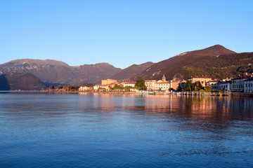 Wall Mural - The small town of Iseo and Lake Iseo in Brescia