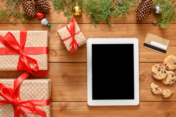 Fototapete - Christmas online shopping background