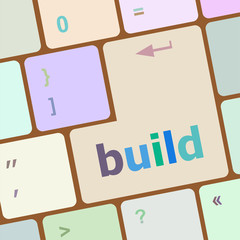 Poster - Computer keyboard with Build key. business concept