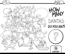 Counting Santas Game Coloring Page