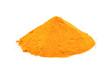 Turmeric, saffron powder, turmeric powder on white