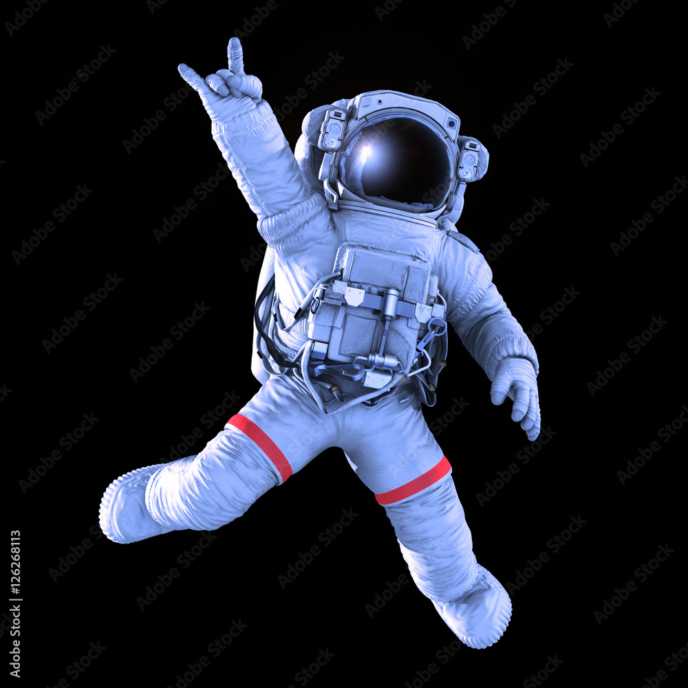 Rocking Astronaut on a black background, work path - obrazy, fototapety, plakaty 