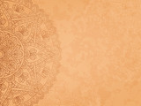 Fototapeta  - Horizontal background with oriental round pattern and texture of old paper. Vector illustration.