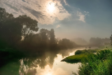 Wall Mural - moon light at night over river
