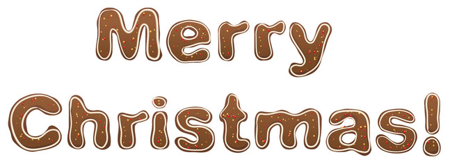 Wall Mural - Merry Christmas. Gingerbread lettering text for greeting card