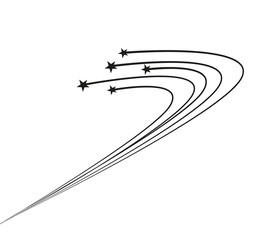 Wall Mural - abstract falling star - black shooting star with elegant star trail on white background - meteoroid,