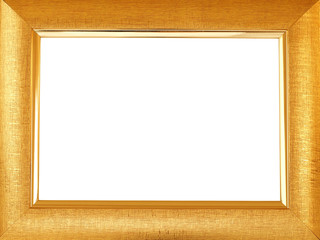 Golden vintage wood frame with white copy space in middle.