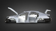 © kv_san - body car with no wheel on blcak gradient background 3d side view