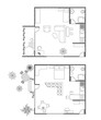 Architecture plan with furniture in top view of 1-rooms apartment with balcony or terrace. Modern interiors. Set of different variants of studio-apartment