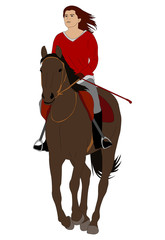 Wall Mural - woman riding horse 4 - vector