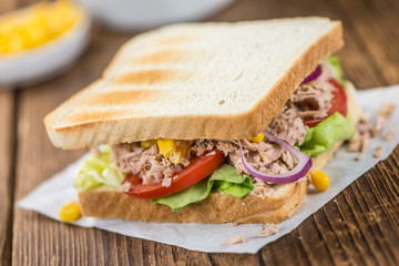 Canvas Print - Fresh made Tuna Sandwiches (selective focus)