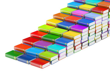 Poster - education concept, stairs from books. 3d rendering