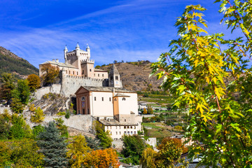 Wall Mural - Beautiful castles of Valle d'Aosta- Saint Pierre, northen Italy