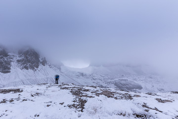 Wall Mural - Snowy day, overcast skies on the Drei Zinnen Lavaredo