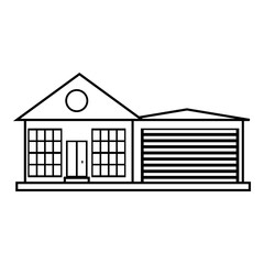 Poster - Big house with garage icon. Outline illustration of house vector icon for web design