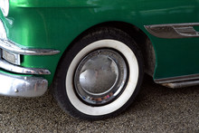 White Wall On Green/Whitewall Tire On Green Classic Car