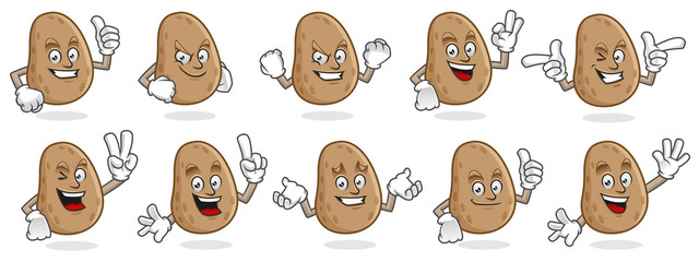 Wall Mural - potato mascot vector pack, potato character set, vector of potato
