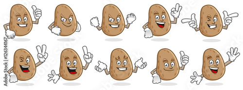 Fotografía potato mascot vector pack, potato character set, vector of potato