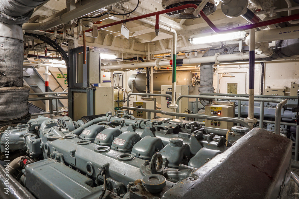 Ship Main Engine Engine Room main engine room of the ship Stock Photo | Adobe Stock