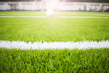 Artificial Turf Football Field Green White Grid