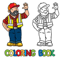 Wall Mural - Coloring book of funny driver or worker