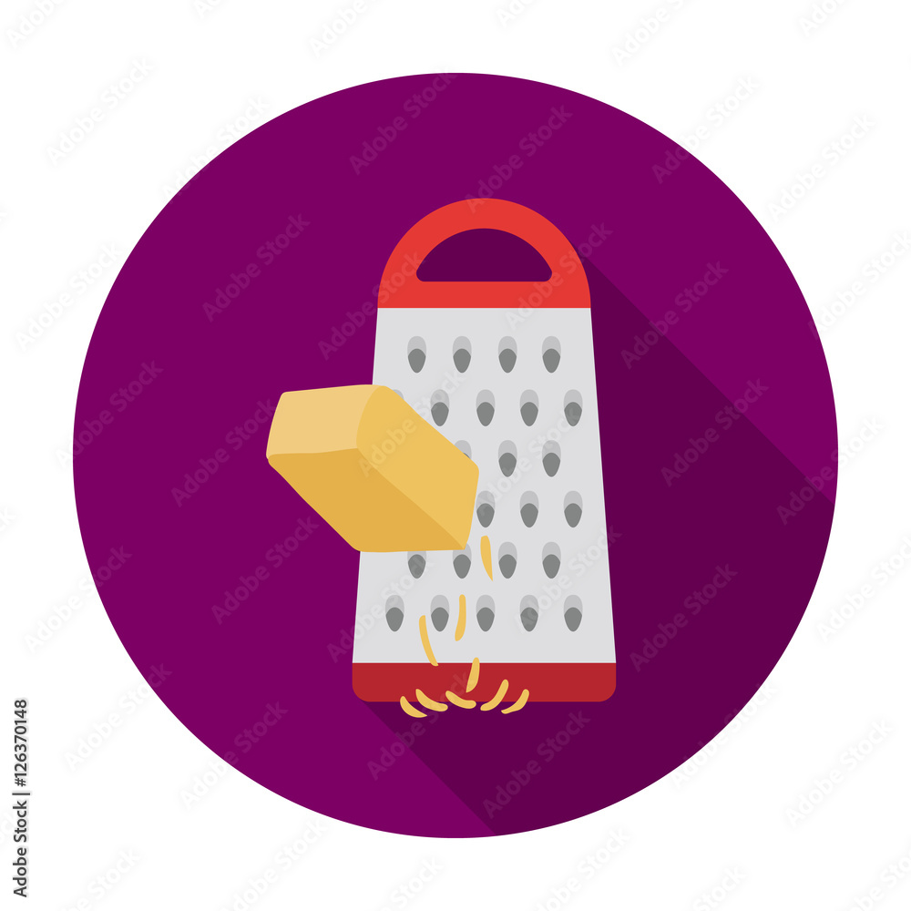 Grating cheese icon in flat style isolated on white background. Pizza ...