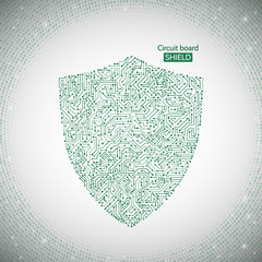 Poster - Protection concept of digital and technological. Data security icon. Circuit board shield. Vector eps 10