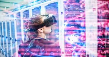 Poster - Composite image of blue and red technology interface