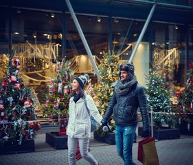 Wall Mural - Christmas shopping in the city