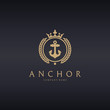 Luxury anchor logo template. Easy to edit, change size, color and text.  
