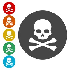 Crossbones and skull icons set 