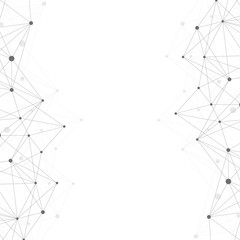 Poster - Geometric abstract background with connected line and dots. Graphic background for your design. Vector illustration.