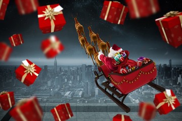 Poster - Composite image of red and gold presents