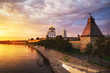Pskov Kremlin at sunset in Russia