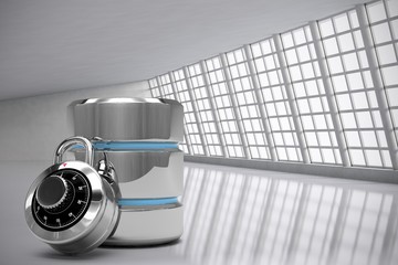 Poster - Composite image of database server icon with combination lock