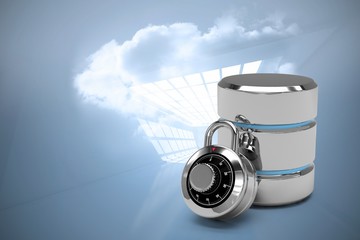 Poster - Composite image of database server icon with combination lock