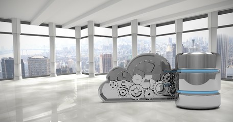 Poster - Composite image of mechanical cloud with hard drive symbol