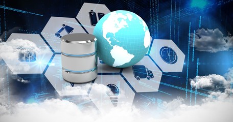 Poster - Composite image of computer icons in hexagon shape