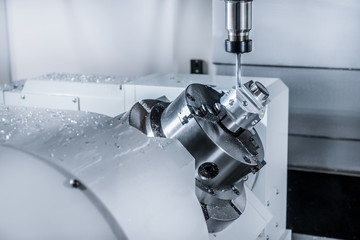 CNC milling machine during operation.