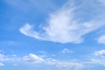 cumulus and cirrus clouds in deep blue summer sky