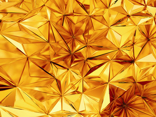 Wall Mural - Geometric three dimensional golden metal background