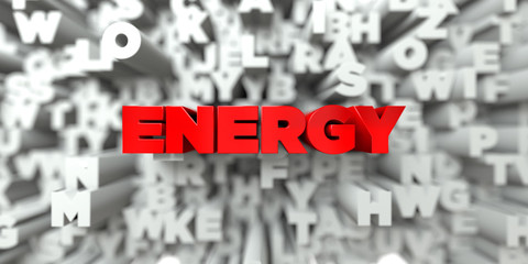 ENERGY -  Red text on typography background - 3D rendered royalty free stock image. This image can be used for an online website banner ad or a print postcard.
