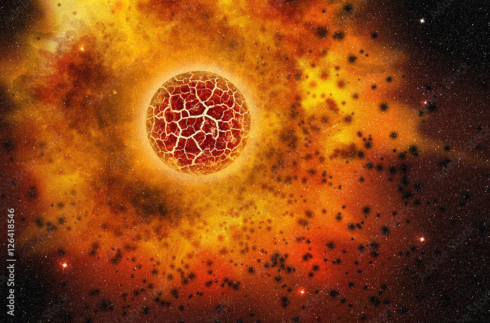 red star exploding in the deep space Stock Illustration | Adobe Stock