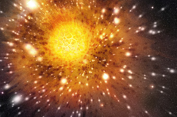 Wall Mural - star exploding in the outer space background