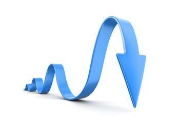 Poster - 3d arrow downwards. Image with clipping path