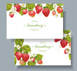 Vector strawberry horizontal banners. Design for tea, natural cosmetics, beauty store, pastry filled with berry, dessert menu, organic health care products, perfume, aromatherapy. With place for text