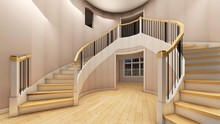 Bright Staircase In The Modern Office 3d Rendering