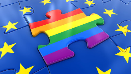 Poster - LGBT flag Jigsaw as part of EU 
