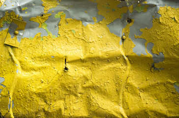 Wall Mural - metal surface painted with yellow paint